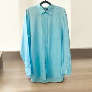 Stafford Men's Blue Travel Easy Care Long Sleeve Button Down Top | Size XL